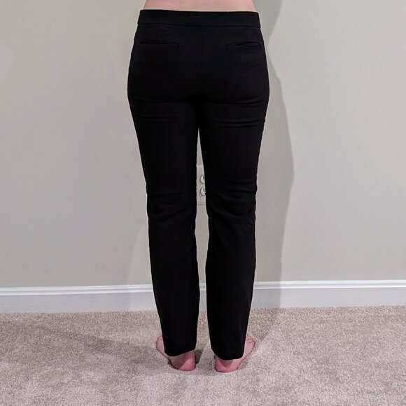 Ann Taylor LOFT Zoe Curvy Fit Straight Leg Long Black Trouser Pants, Size 8 - Picture 2 of 6
